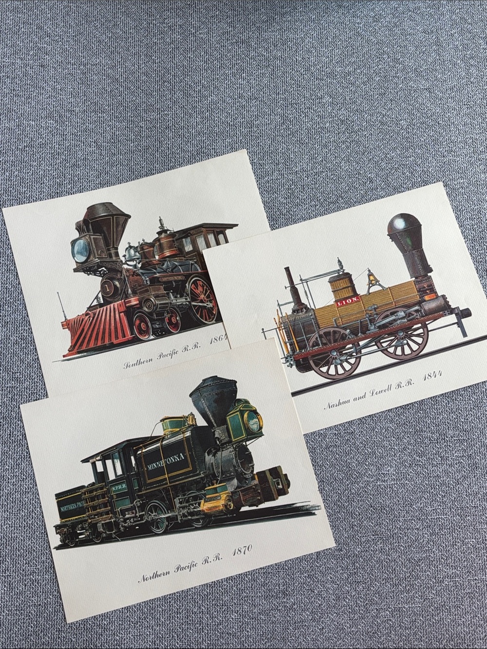 Vintage Train Art Prints Set in Black and Brown